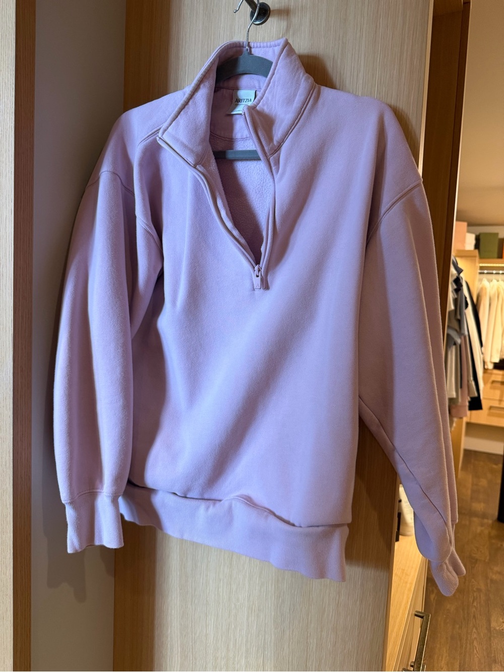 Aritzia Pink Boyfriend Fit Quarter-Zip Fleece Pullover